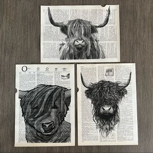 Highland Cow Themed Dictionary Prints